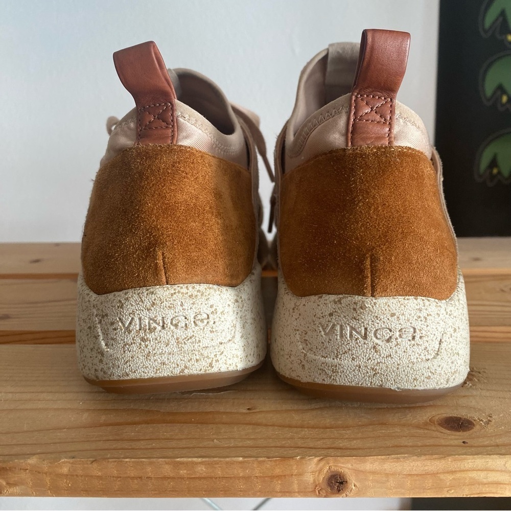 Vince Galvin Tan Pink Leather Suede Sneakers 8 - Picture 6 of 15